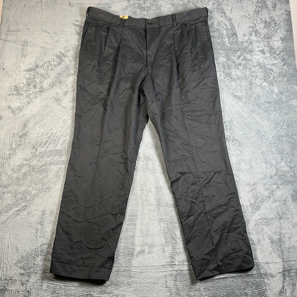 Dockers D3 Dress Pants Mens 40x30 Black Pleated Classic Fit Straight Leg Cotton